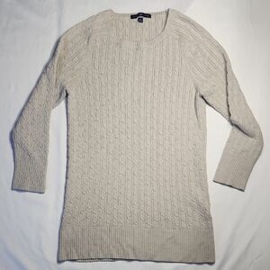 GAP Beige Cable Knit Sweater Small | 3/4 Sleeve | EUC